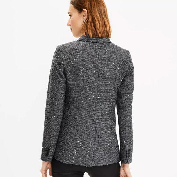 NWT LOFT Sequin Houndstooth Modern Blazer - Picture 3 of 3